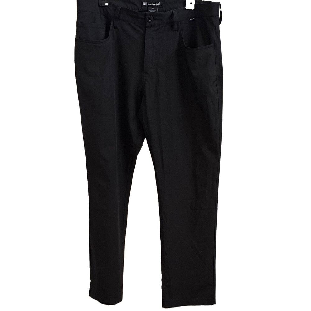 TravisMathew Pants Mens 36x29 Black Performance Stretch Casual Flat Front Chino